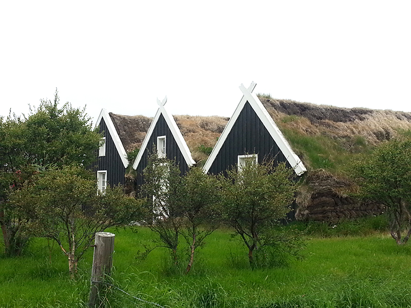 Wohnhäuser im Dorf Bakkafloet